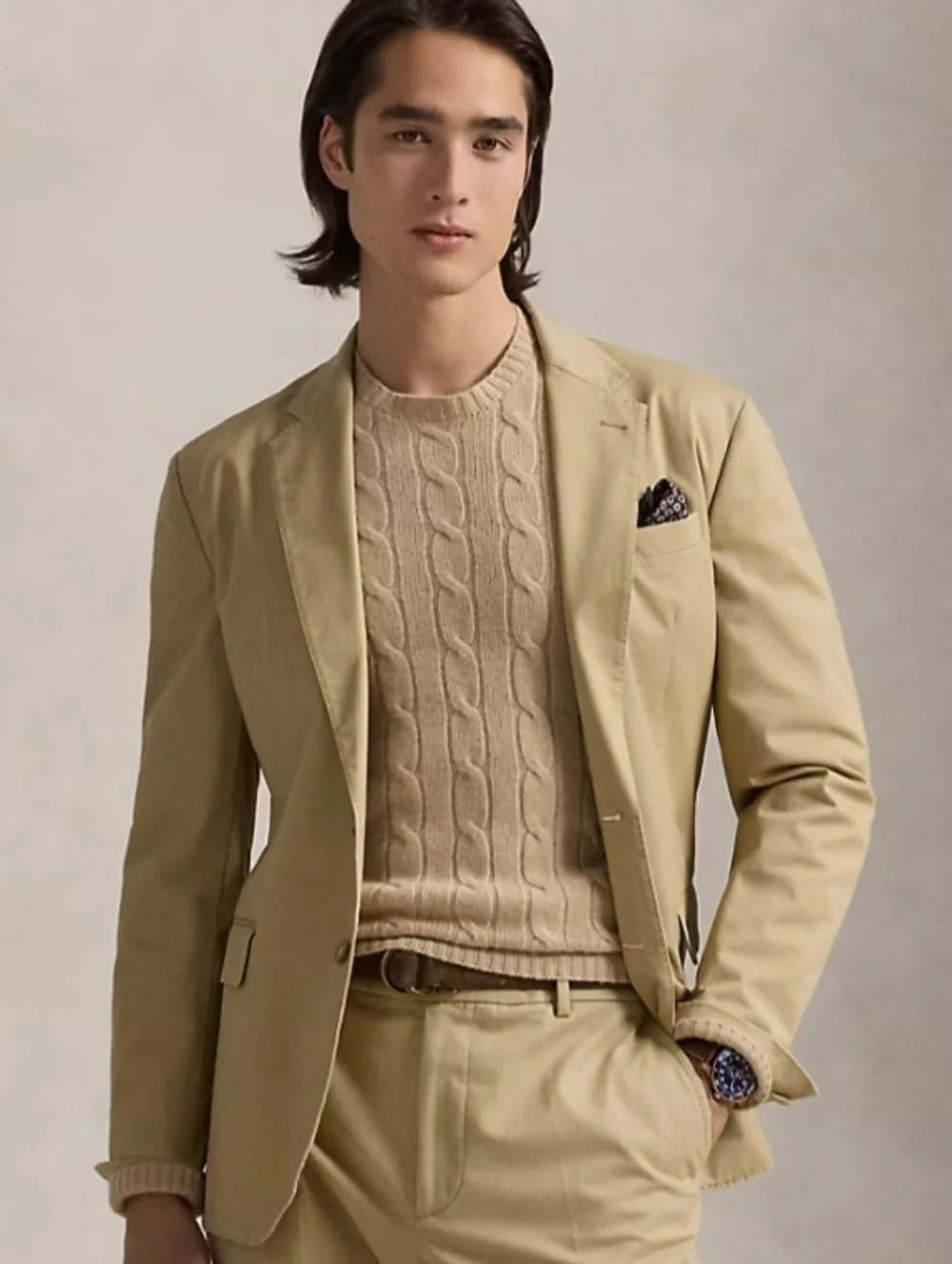 POLO RALPH LAUREN TAN 100% COTTON SPORT COAT BLAZER MADE IN ITALY
